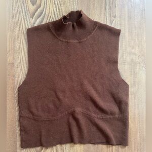 Cider Brown Mock Turtleneck brown sleeveless top